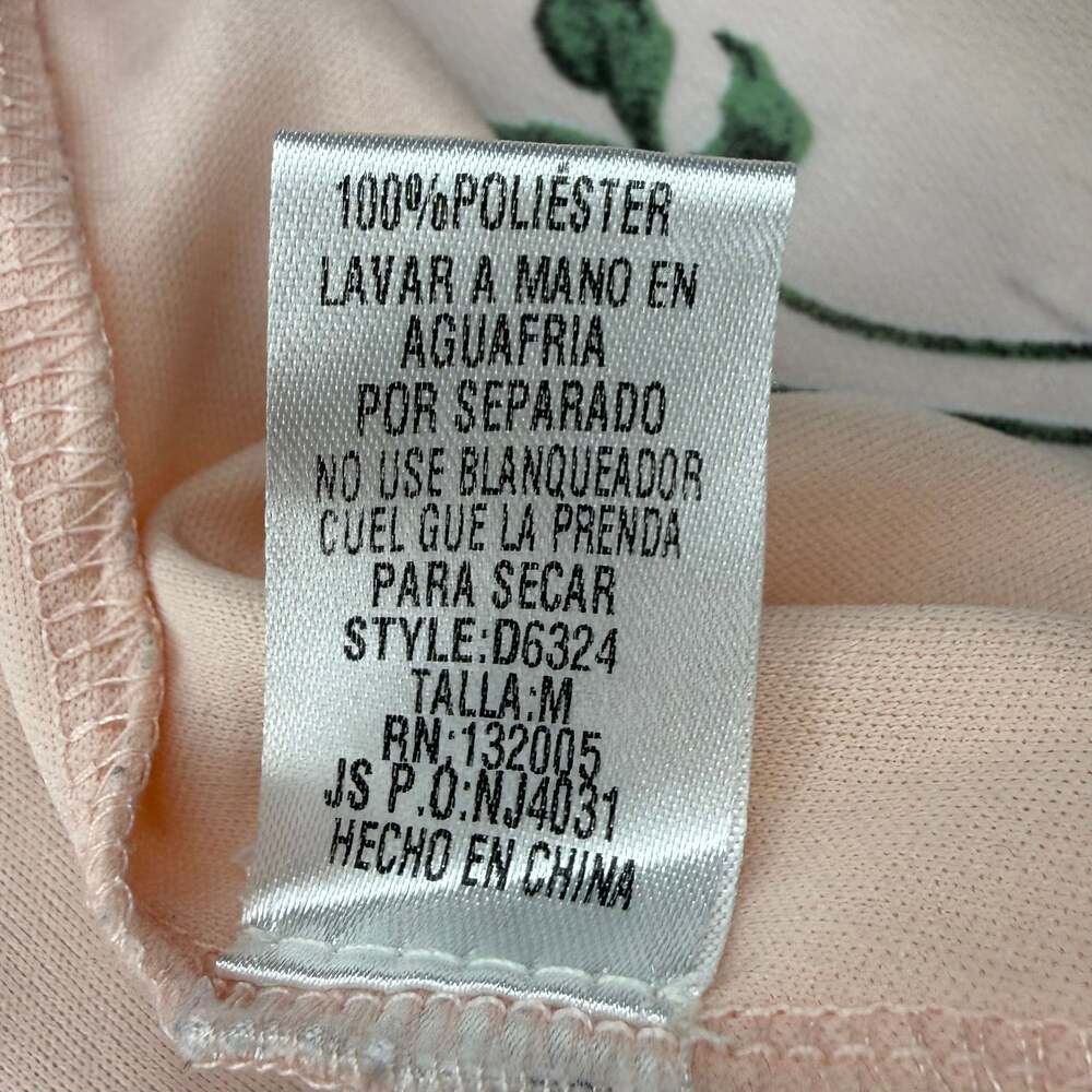 Entro Peach Pink Floral Long Sleeve V-Neck Keyhole Back Blouse - Picture 5 of 7